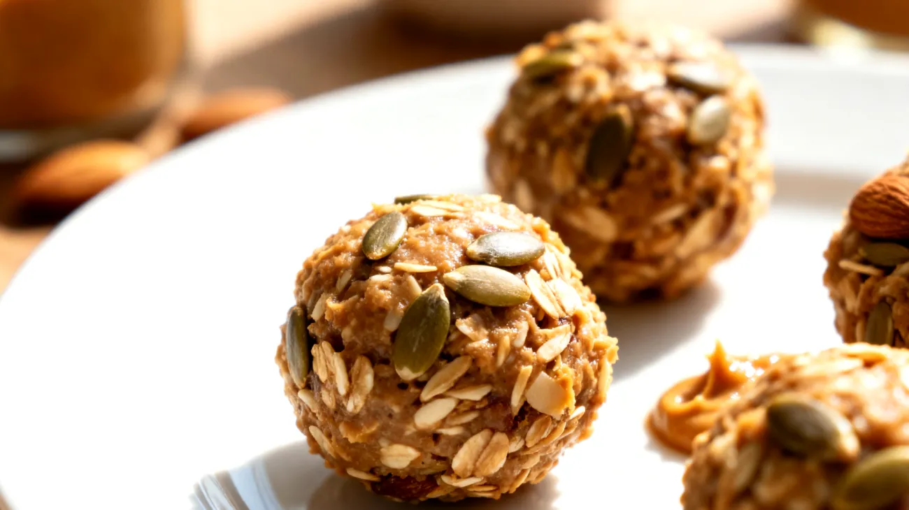 Palline energetiche di avena, semi di girasole e pasta di mandorle"